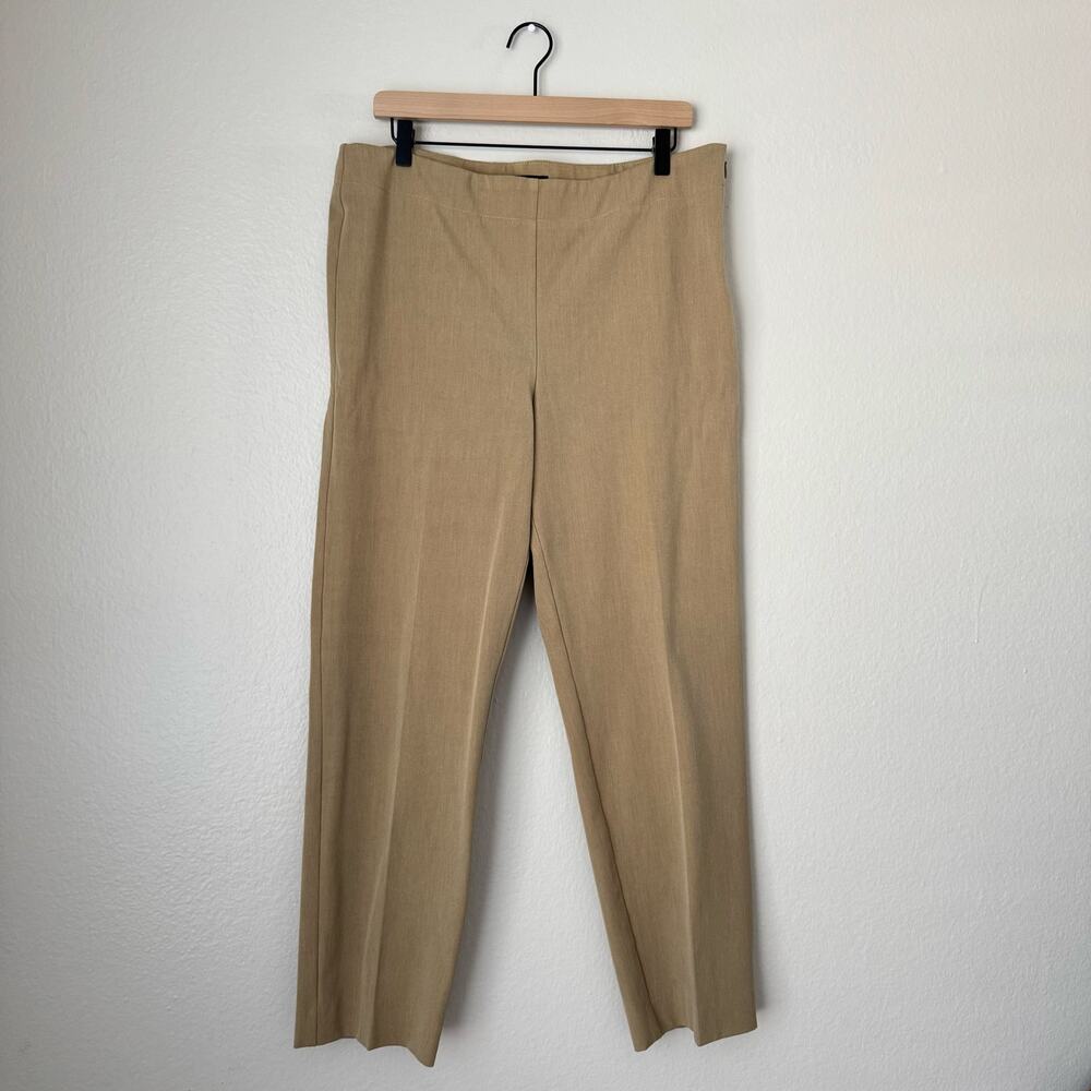 Talbots Womens High-Rise Tan Work Trousers Classic Side Zip Pant Pleated Size 14